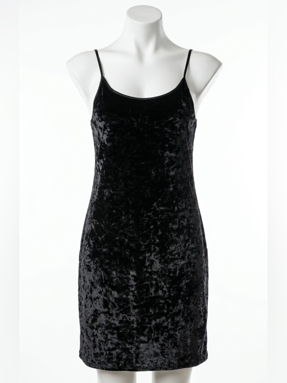 Victoria's Secret Black Crushed Velvet Mini Slip Dress 90s Y2K Grunge Size XS
